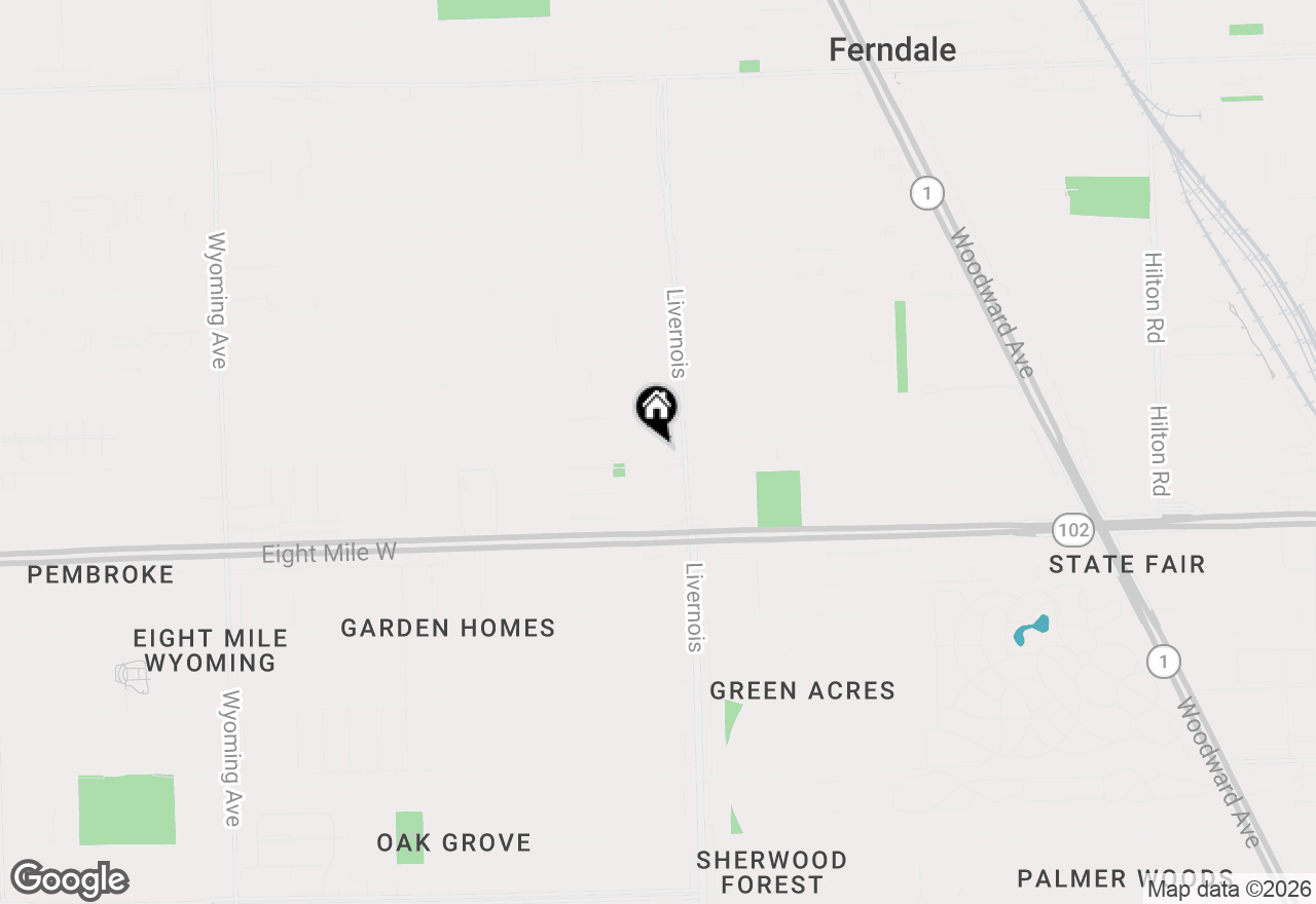 Map of 410 Stratford Road, Ferndale, MI 48220