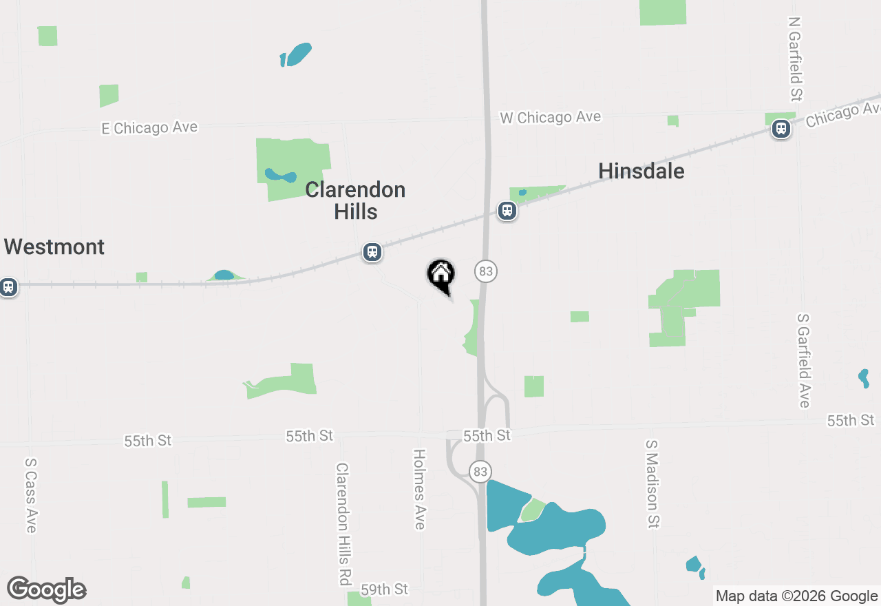 Map of 61 Harris Avenue, Clarendon Hills, IL 60514