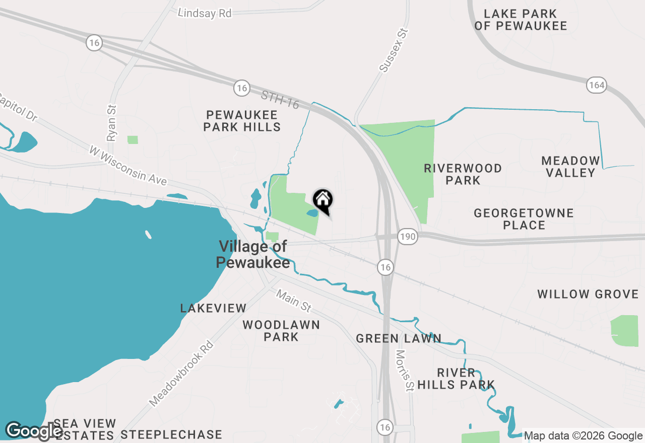 Map of 132 Caldwell St, Pewaukee, WI 53072