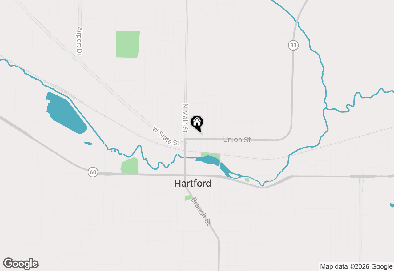 Map of 64 Union St, Hartford, WI 53027