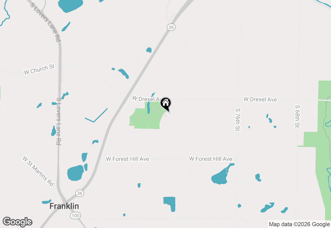 Map of 8530 W Woodfield Ct, Franklin, WI 53132