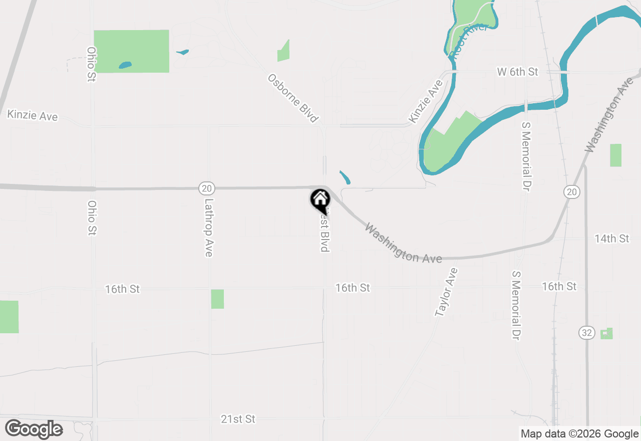 Map of 1308 West Blvd, Racine, WI 53405