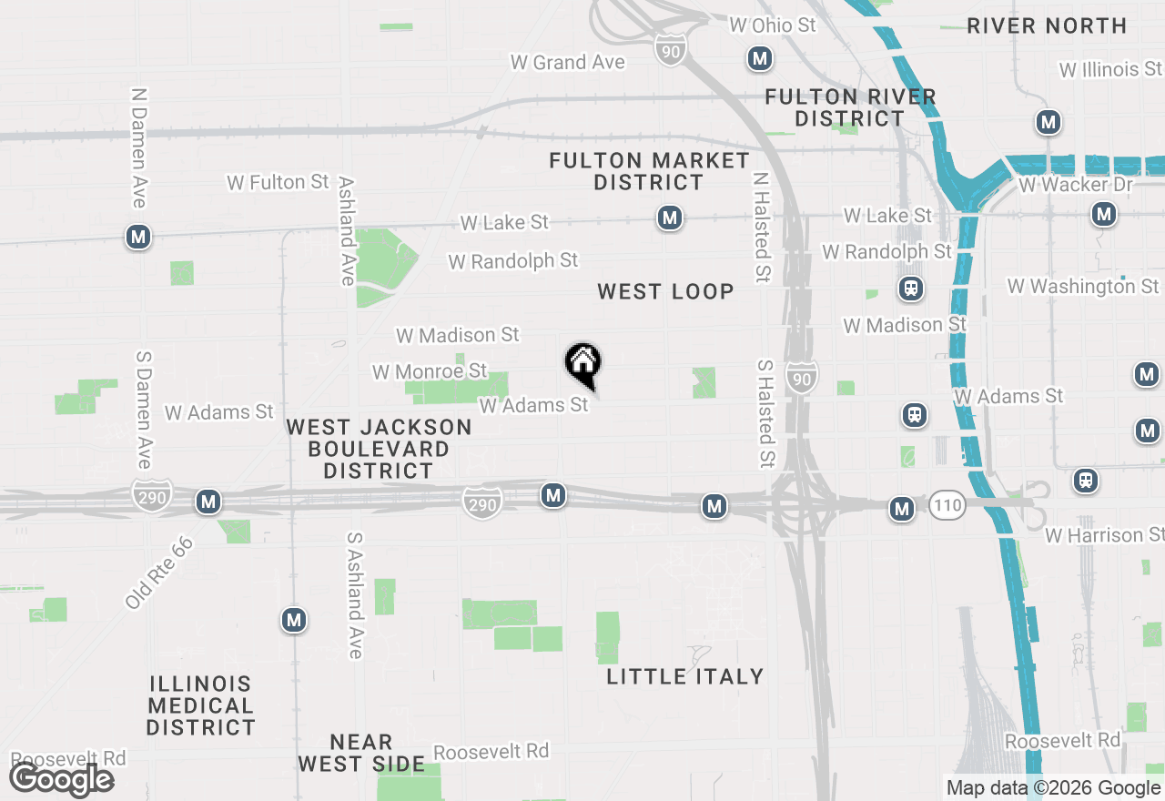 Map of 1132 W Adams Street #PHE, Chicago, IL 60607