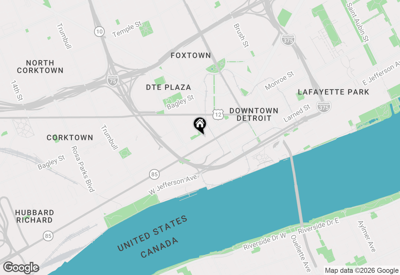Map of 525 W Lafayette Boulevard #21B, Detroit, MI 48226