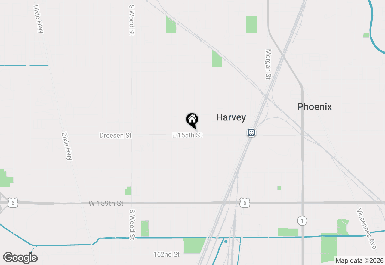 Map of 61 E 155th Street, Harvey, IL 60426