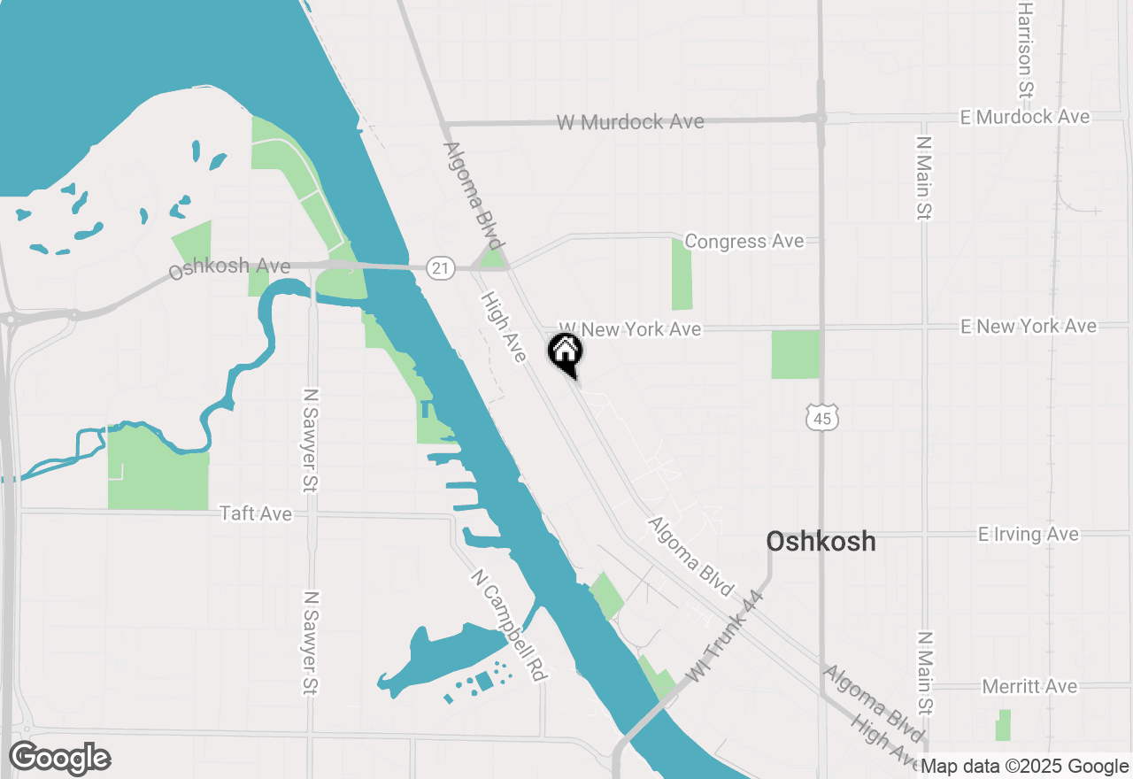 Map of 1107 Algoma Blvd, Oshkosh, WI 54901