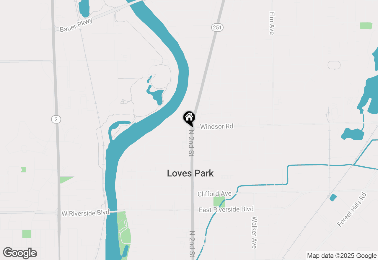 Map of 6512 N 2nd Street, Loves Park, IL 61111