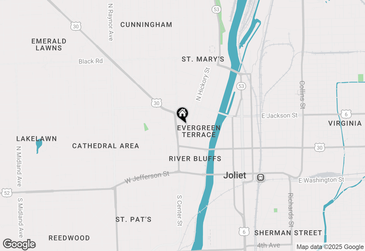 Map of 347 Pine Street, Joliet, IL 60435