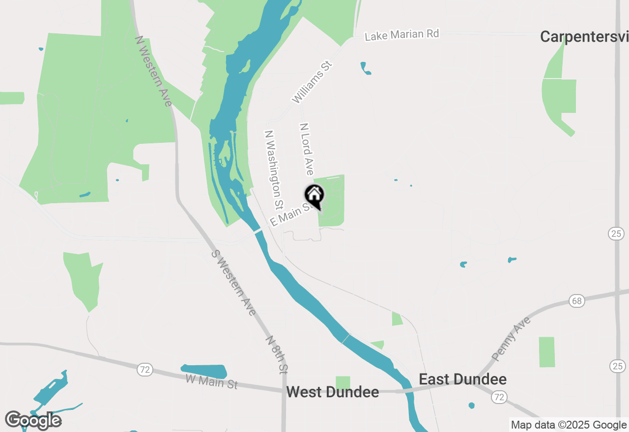 Map of 25 S Lord Street, Carpentersville, IL 60110