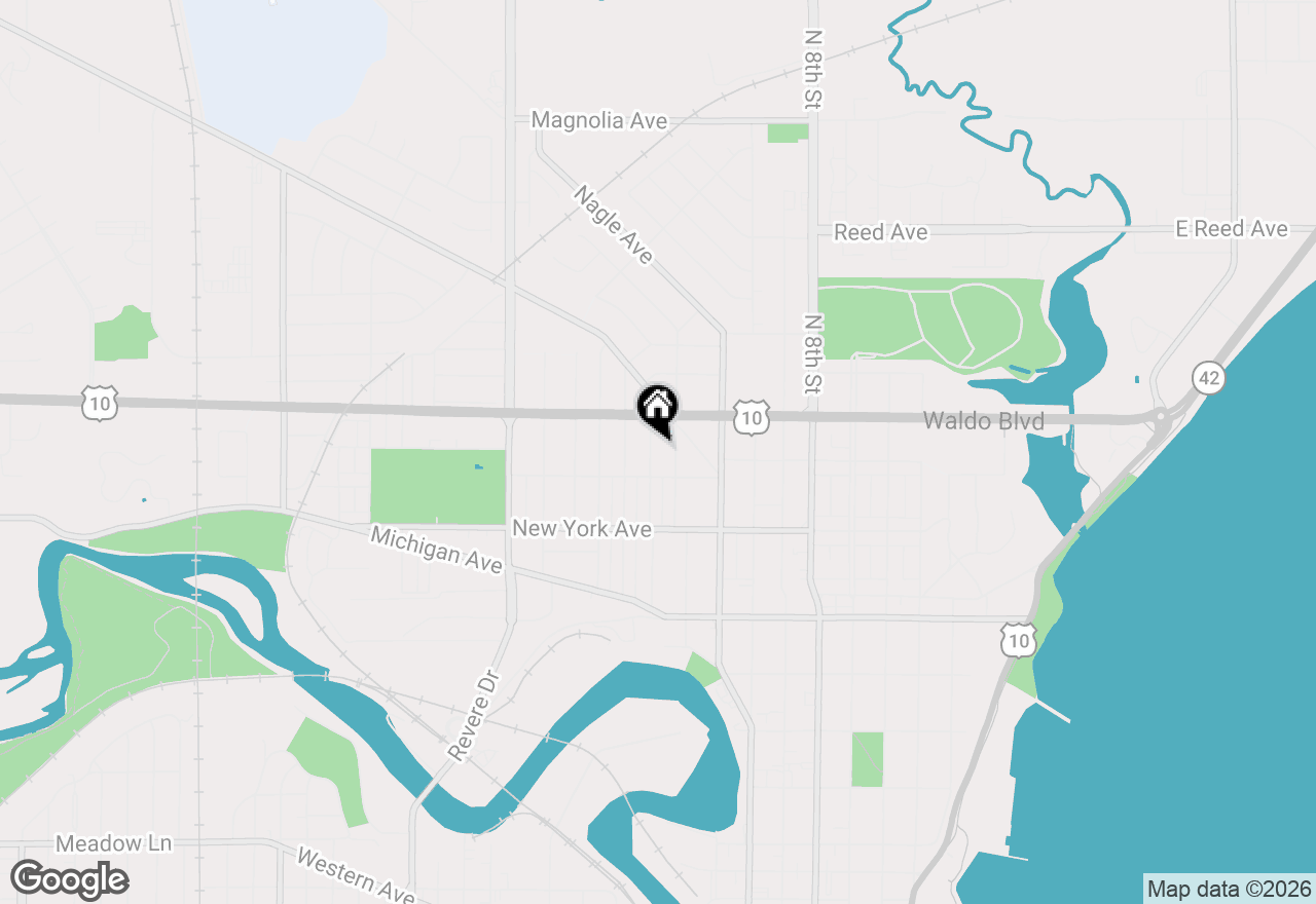 Map of 1021 N 13th St, Manitowoc, WI 54220