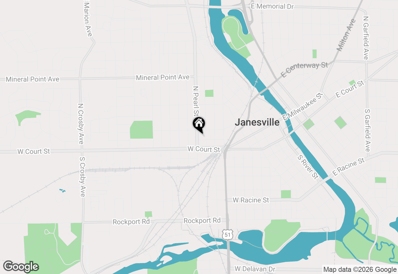 Map of 108 N Pearl Street, Janesville, WI 53548
