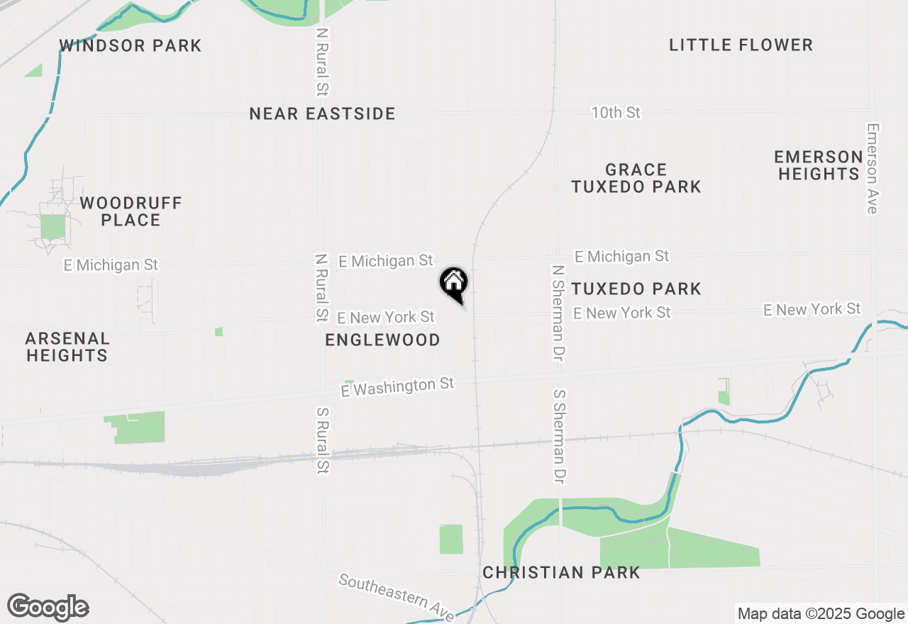 Map of 3328 E New York Street, Indianapolis, IN 46201