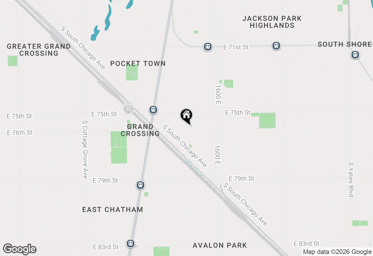 Map of 1402 E 76th Street, Chicago, IL 60619