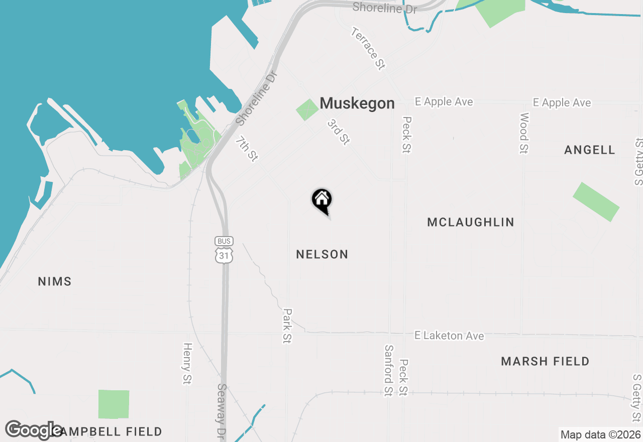 Map of 314 Washington Avenue, Muskegon, MI 49441