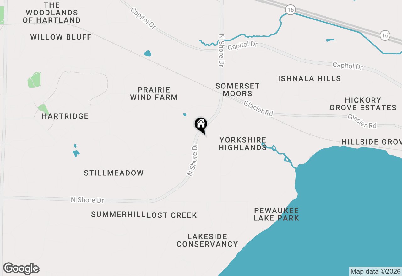 Map of W287N3838 North Shore Dr, Pewaukee, WI 53072