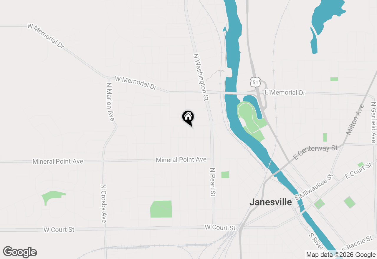 Map of 624 N Pine Street, Janesville, WI 53548