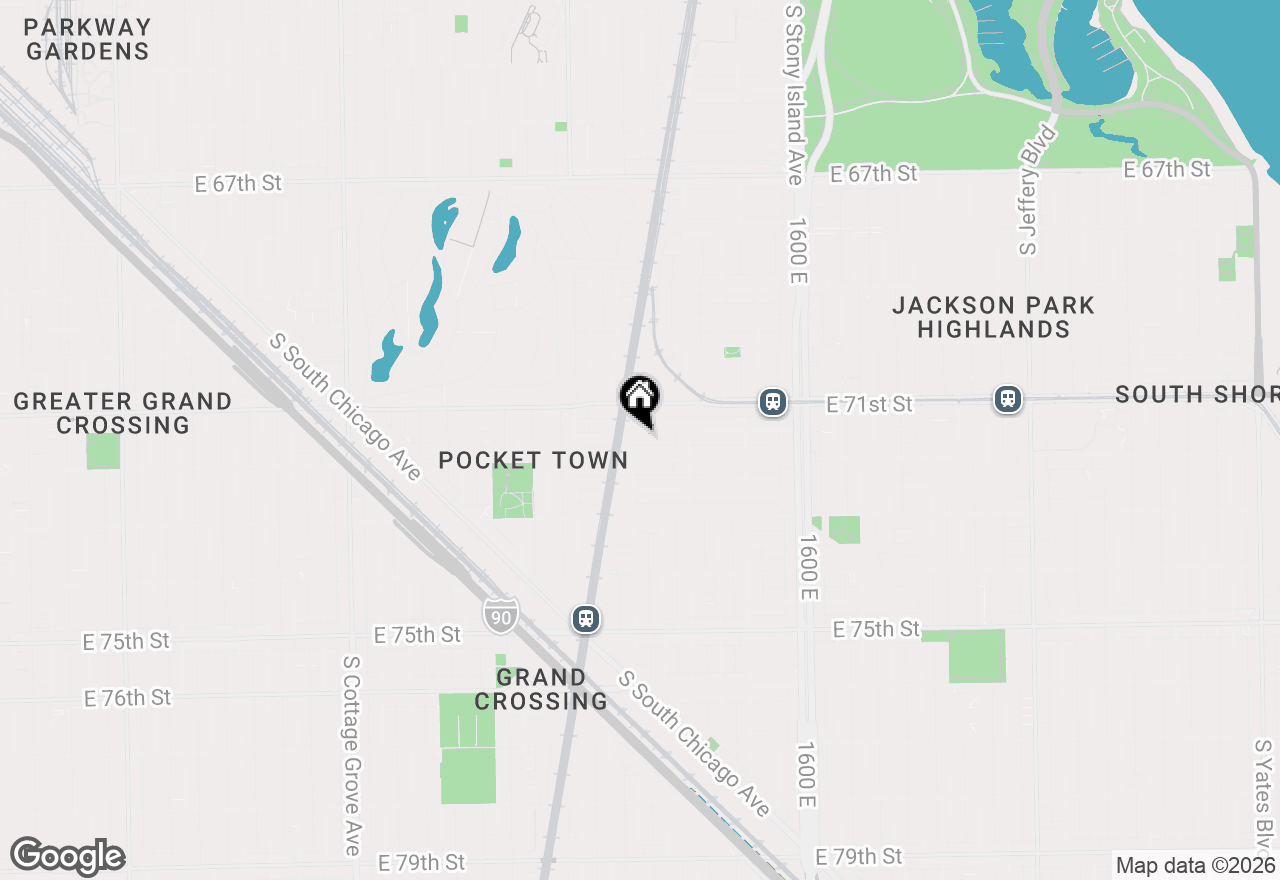 Map of 1301 E 71st Place #2S, Chicago, IL 60619