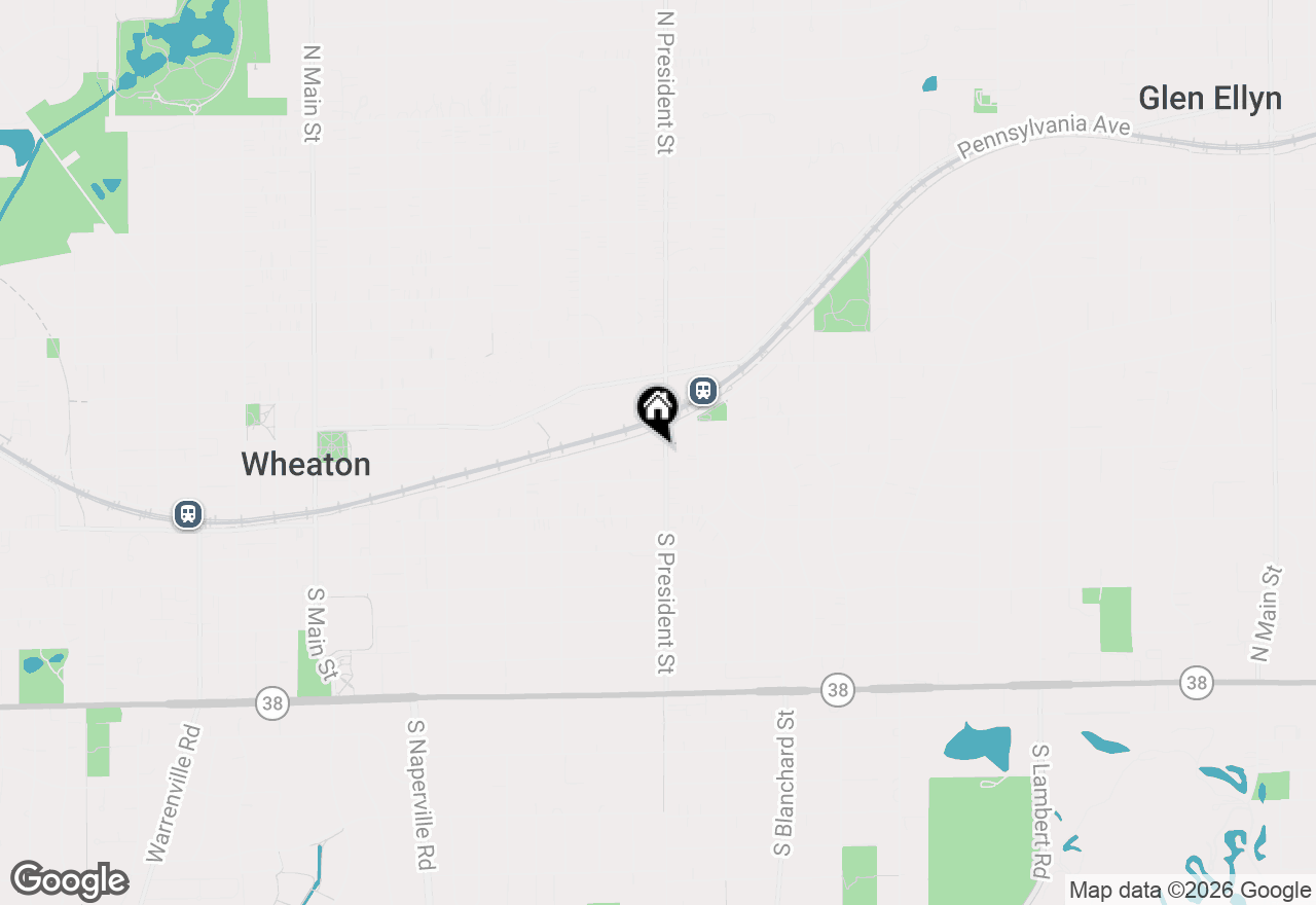 Map of 118 N President Street, Wheaton, IL 60187
