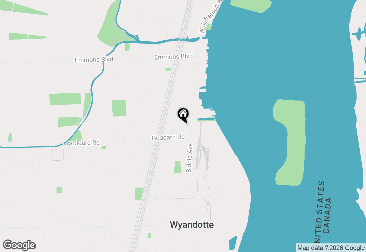 Map of 93 Perry Place, Wyandotte, MI 48192