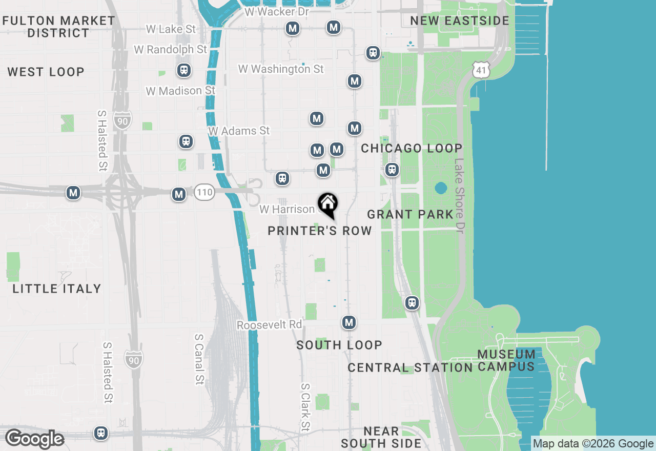 Map of 633 S Plymouth Court #1107, Chicago, IL 60605