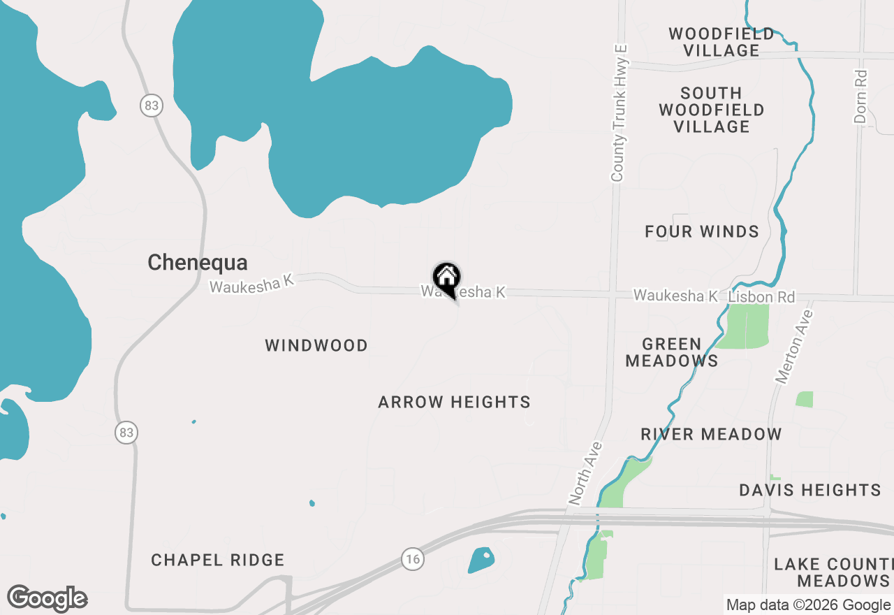 Map of N55W30513 County Road K, Hartland, WI 53029