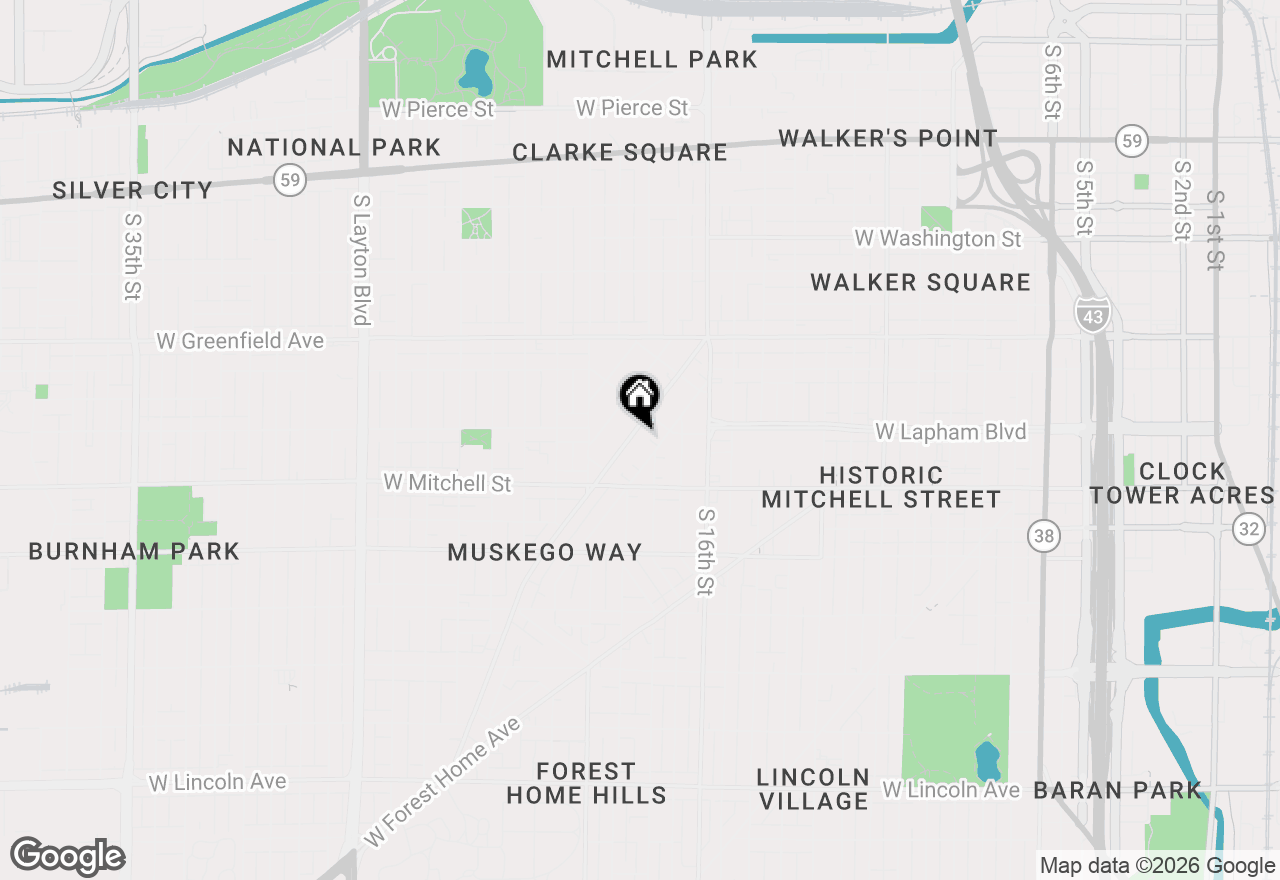 Map of 1600 S Muskego Ave, Milwaukee, WI 53204