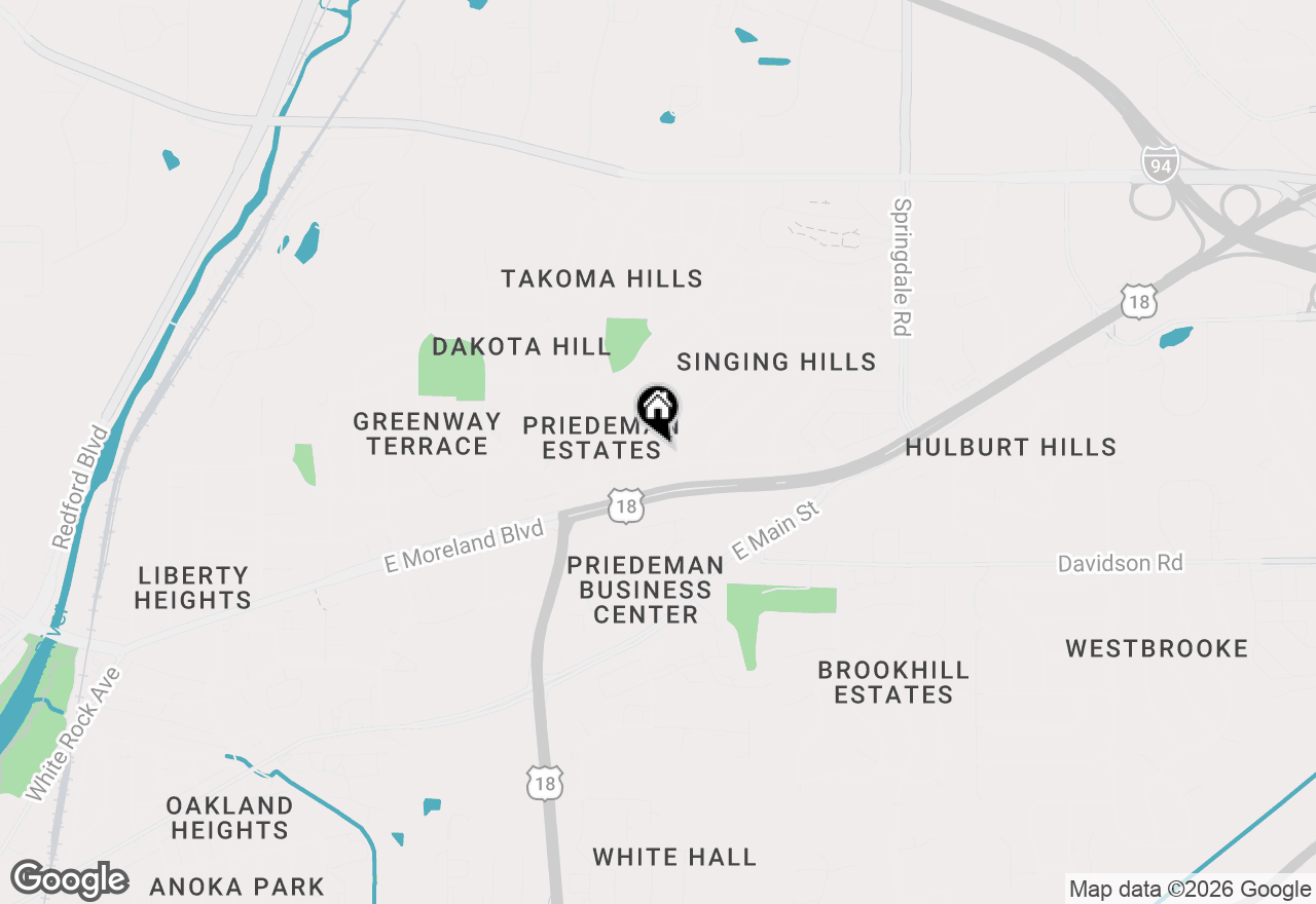 Map of 1907 Fieldcrest Ln, Waukesha, WI 53186