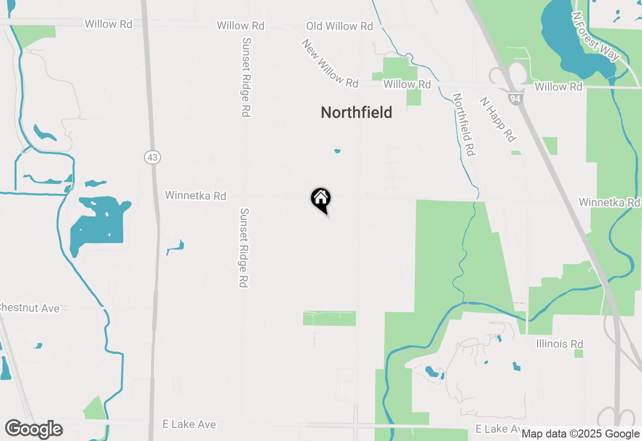 Map of 44 W Canterbury Lane, Northfield, IL 60093