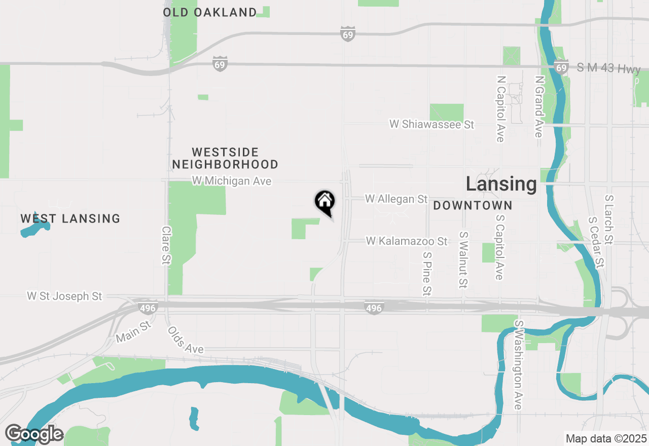 Map of 1129 W Washtenaw Street, Lansing, MI 48915
