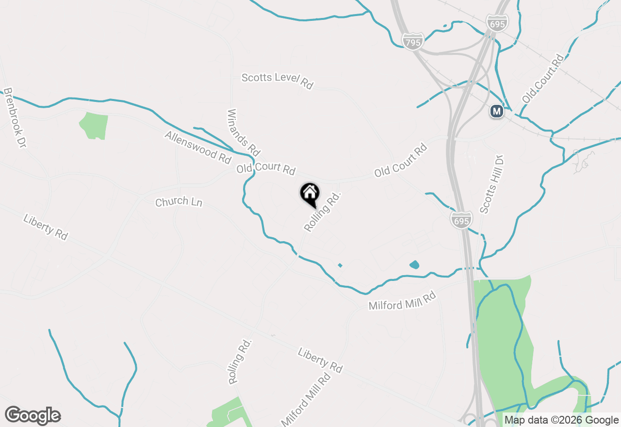 Map of 8 Rocky Lane, Baltimore, MD 21208