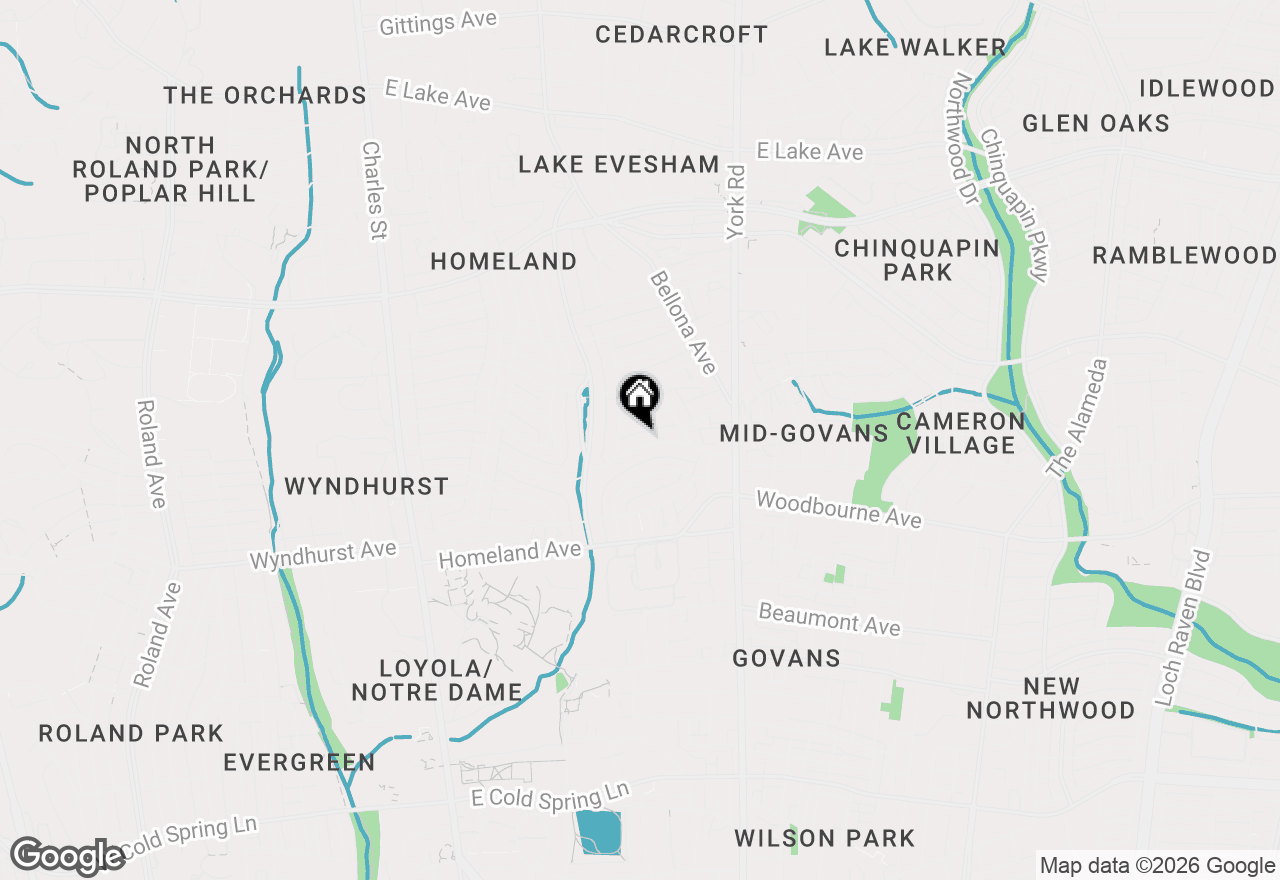 Map of 316 Tunbridge Road, Baltimore, MD 21212