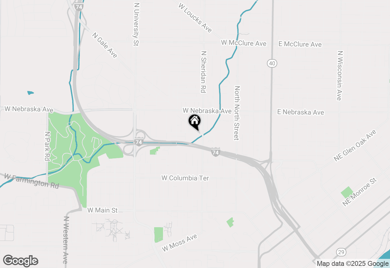 Map of 1626 N Douglas Street, Peoria, IL 61604