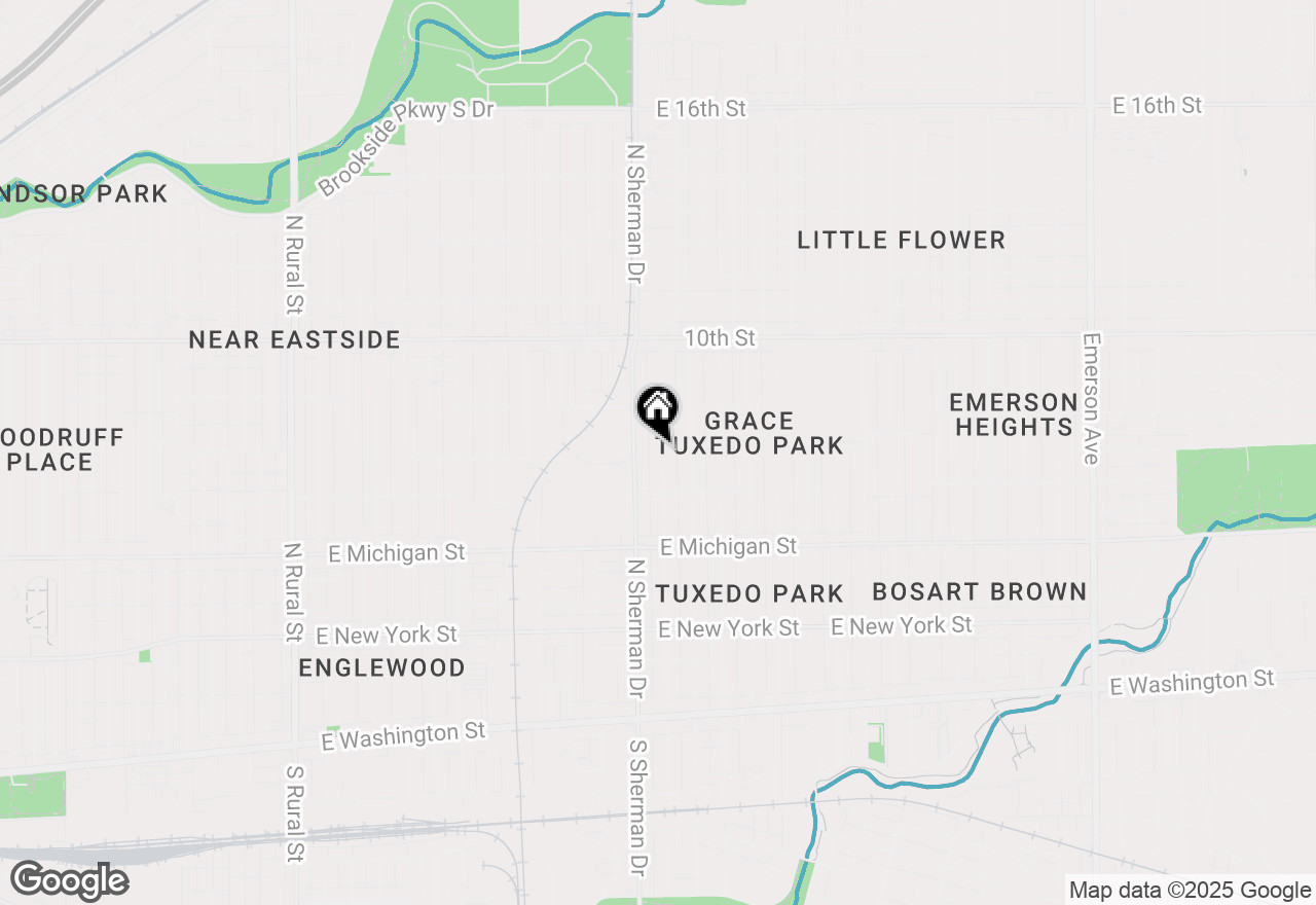 Map of 802 N Bradley Avenue, Indianapolis, IN 46201