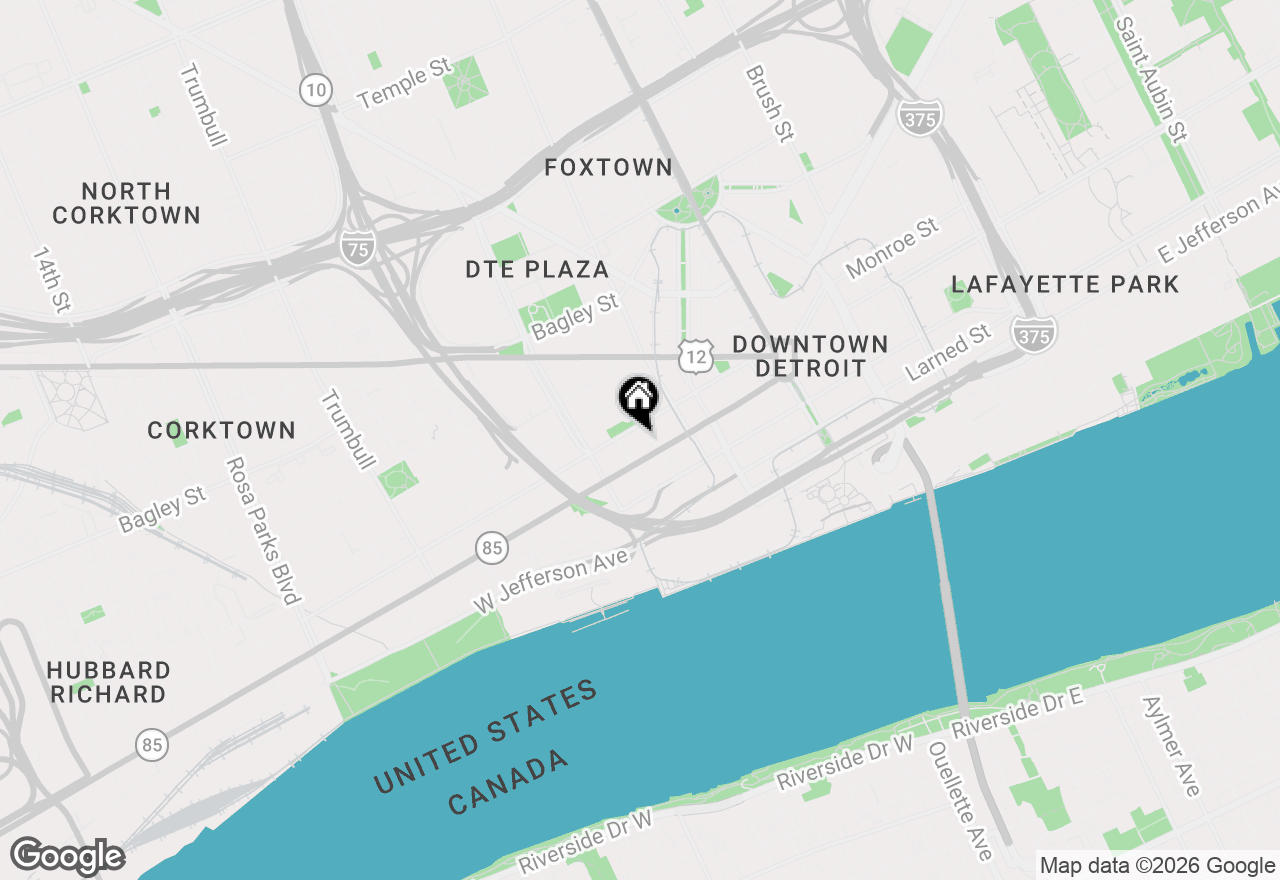Map of 525 W Lafayette Boulevard #18E, Detroit, MI 48226