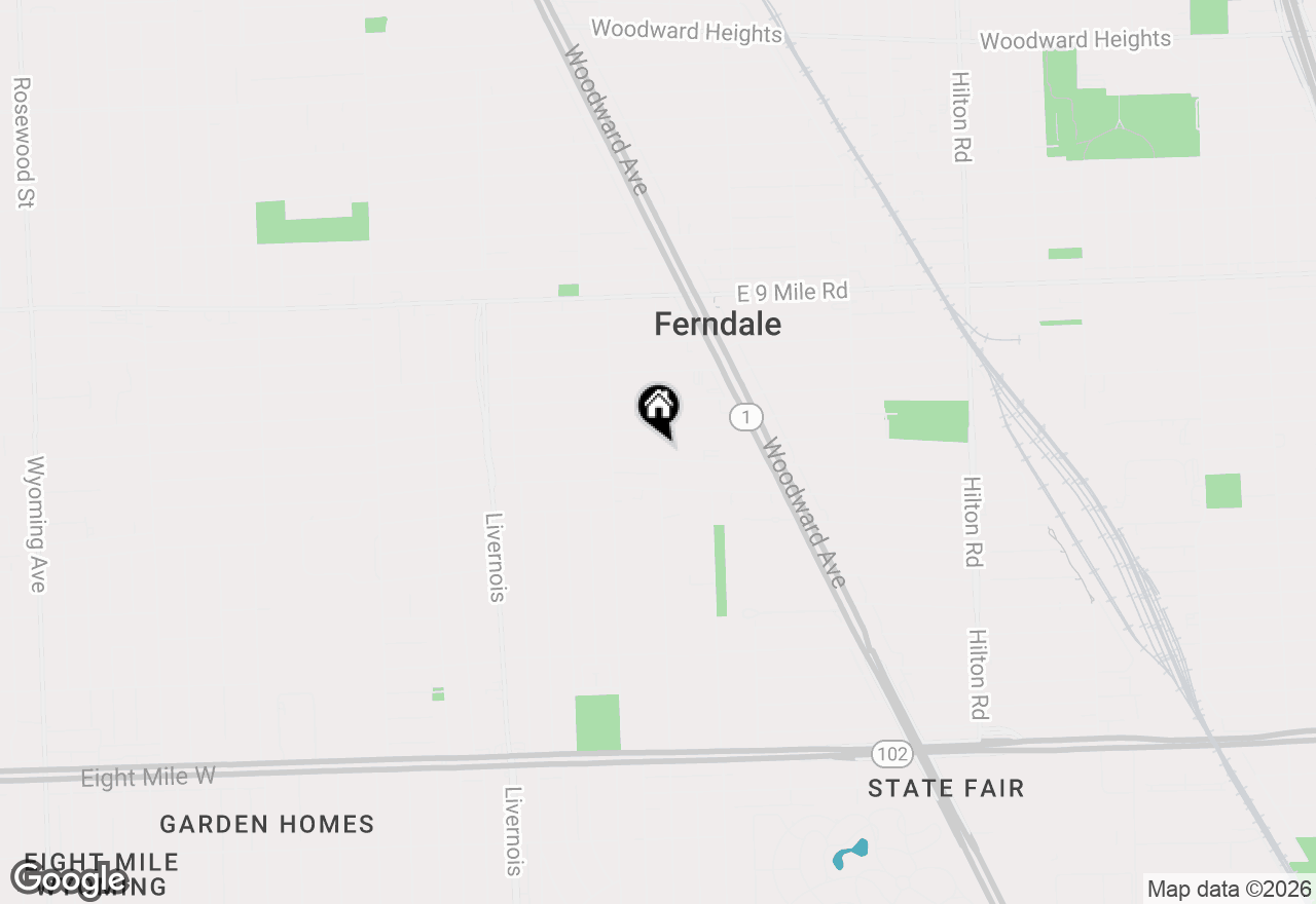 Map of 398 W Hazelhurst Street, Ferndale, MI 48220