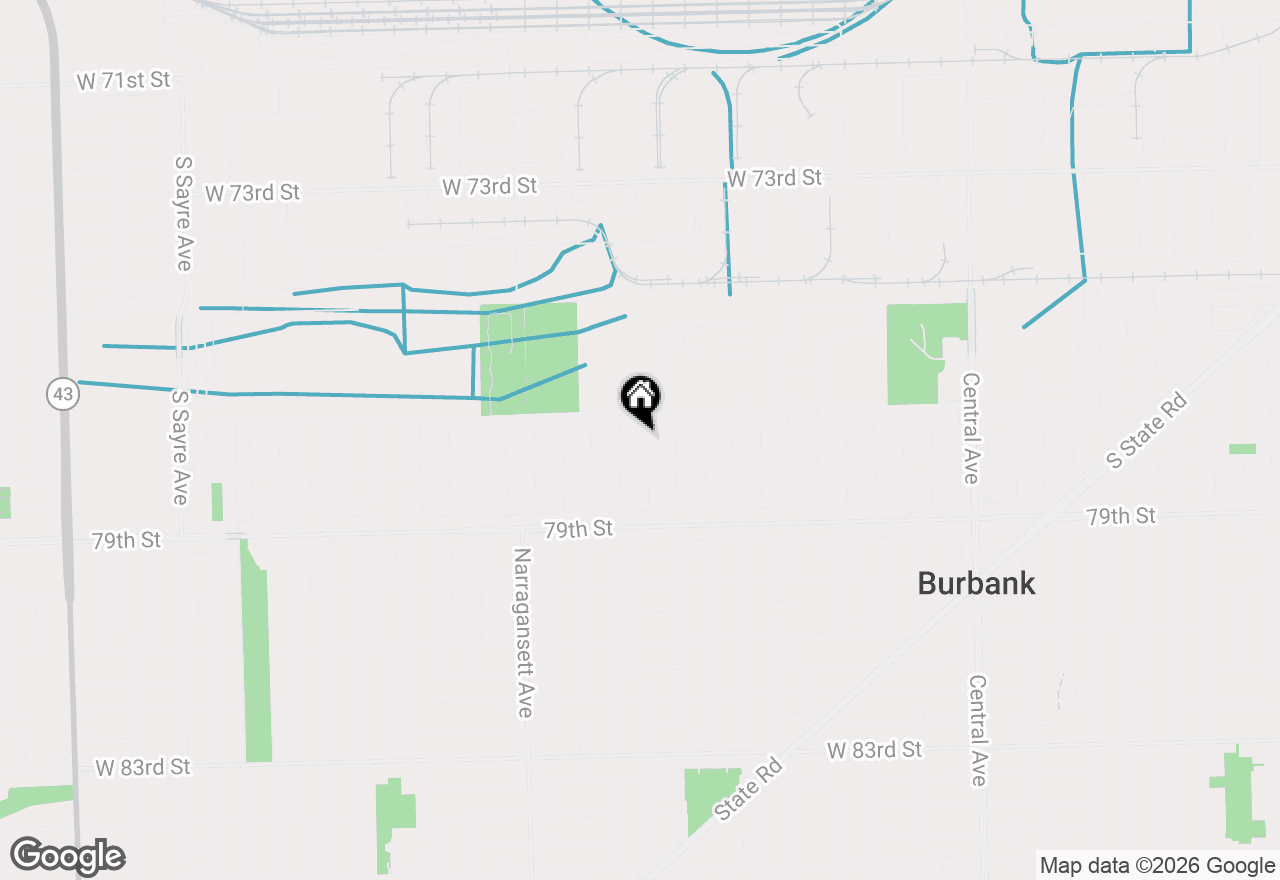 Map of 7723 Melvina Avenue, Burbank, IL 60459