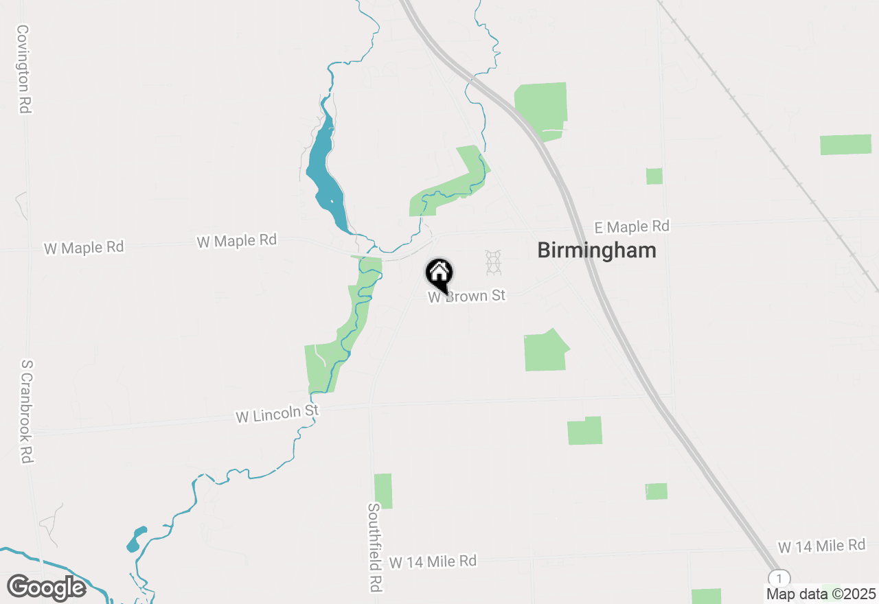 Map of 545 W Brown Street, Birmingham, MI 48009