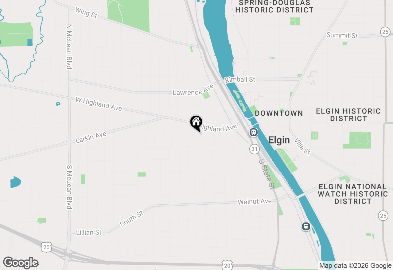 Map of 35 Woodland Avenue, Elgin, IL 60123