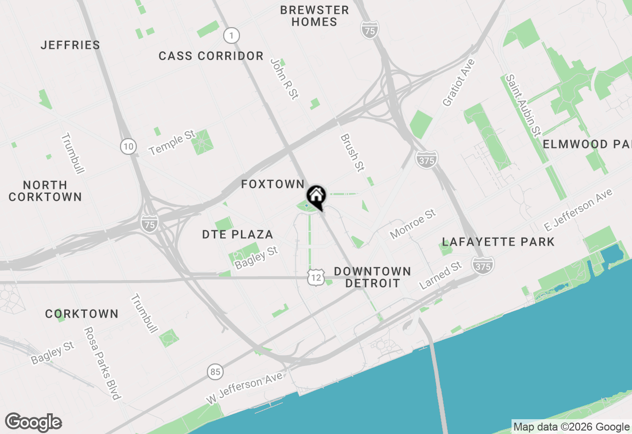 Map of 1 Park Avenue #1503, Detroit, MI 48226
