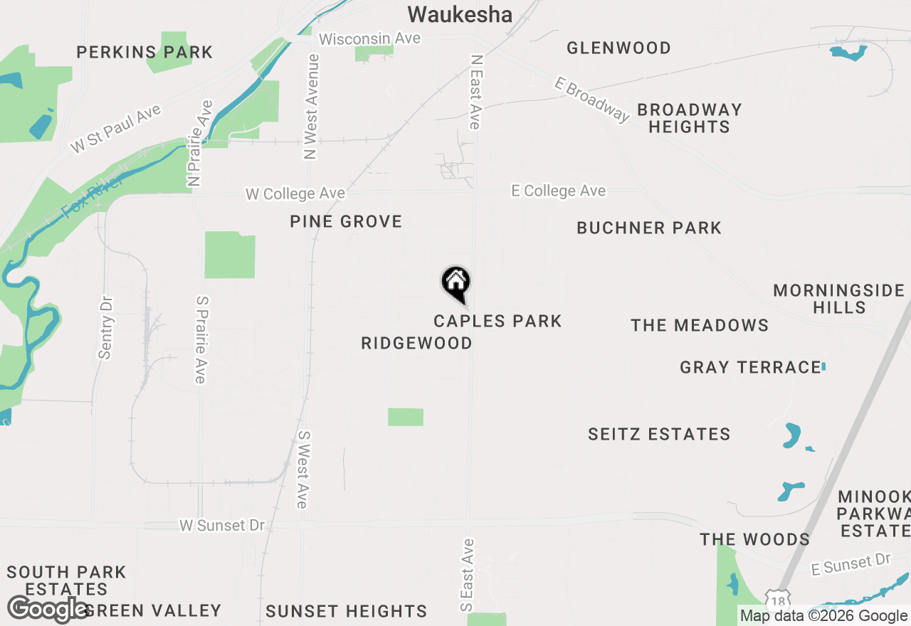 Map of 117 Harrison Ave, Waukesha, WI 53186