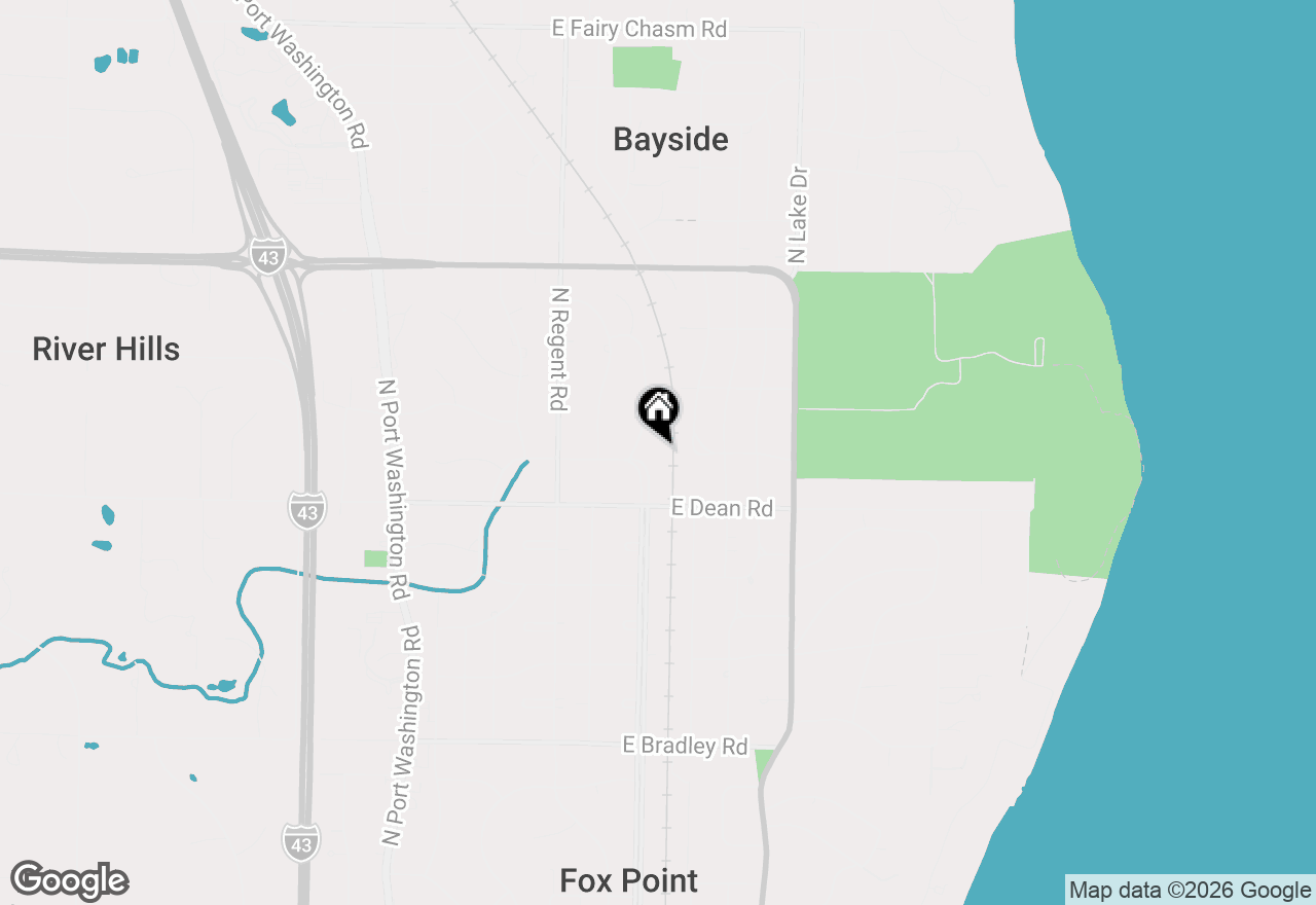 Map of 8480 N Indian Creek Pkwy, Fox Point, WI 53217