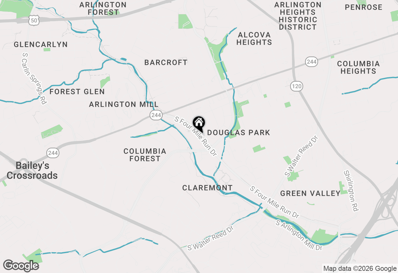 Map of 4500 S Four Mile Run Drive #301, Arlington, VA 22204