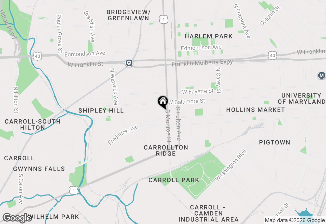 Map of 1927 Hollins Street, Baltimore, MD 21223