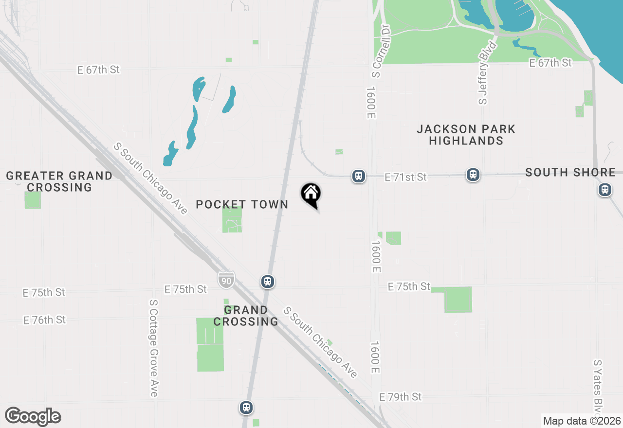 Map of 1344 E 72nd Place #2, Chicago, IL 60619