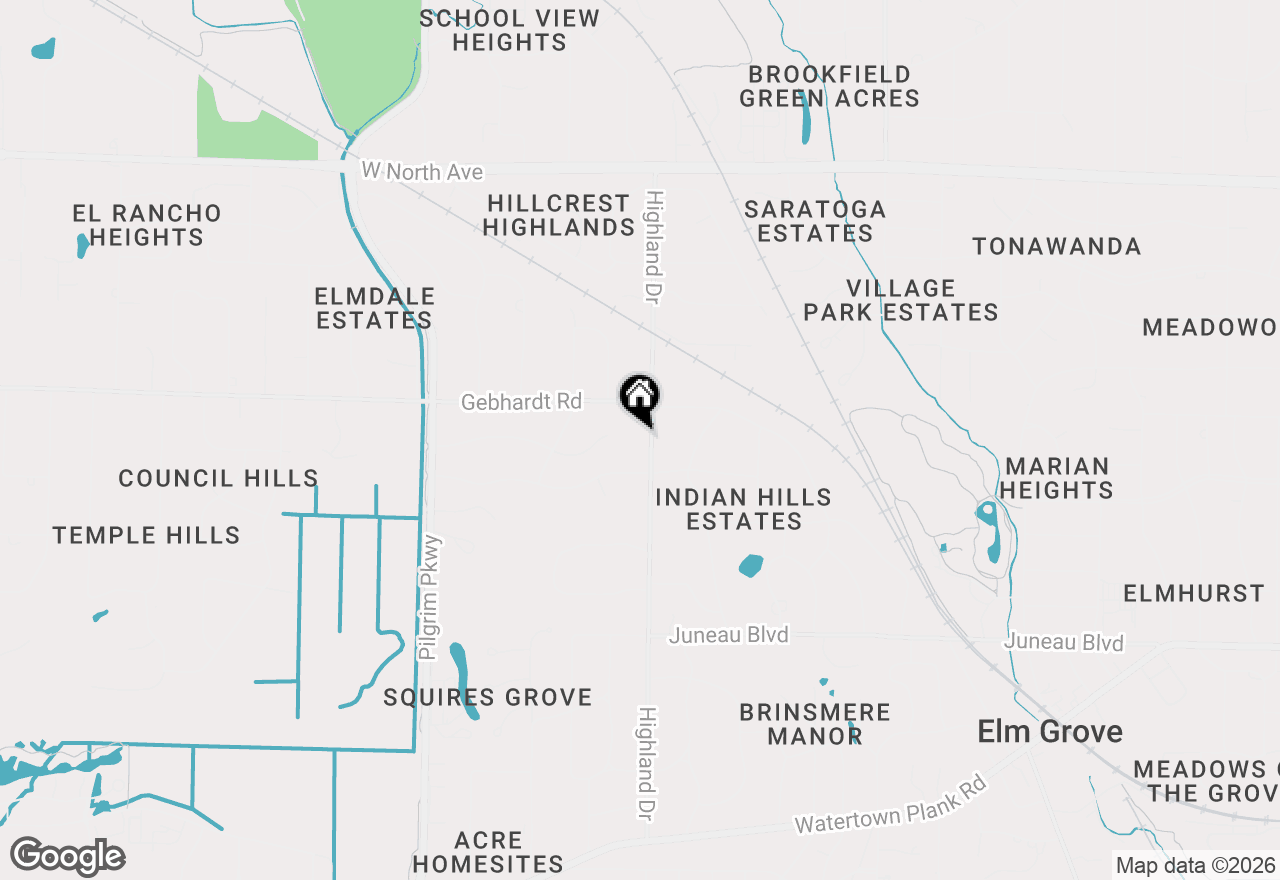 Map of 1635 Highland Dr, Elm Grove, WI 53122