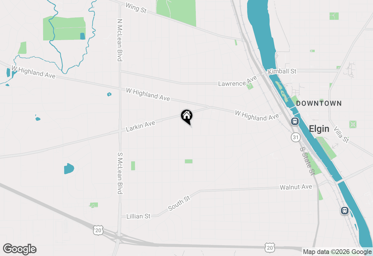 Map of 25 N Worth Avenue, Elgin, IL 60123