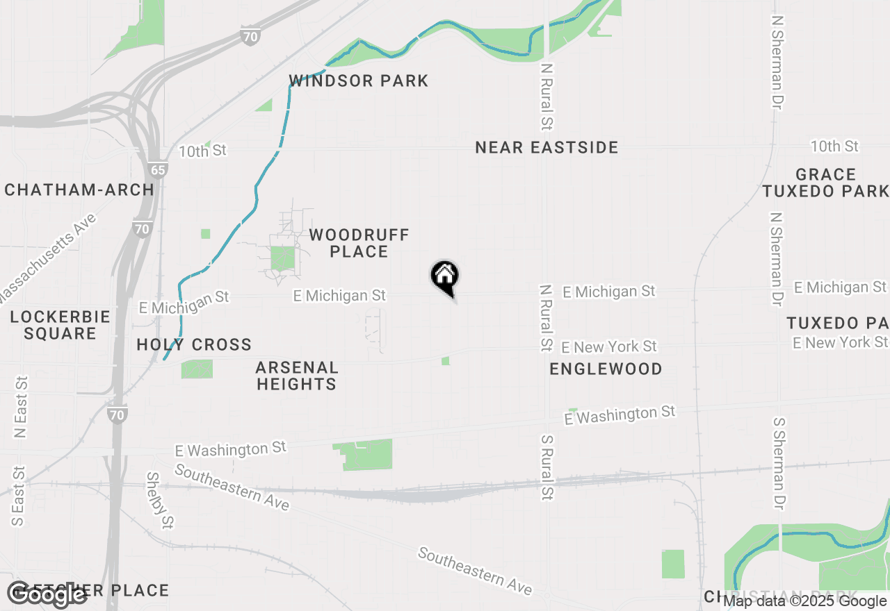 Map of 443 N Beville Avenue, Indianapolis, IN 46201