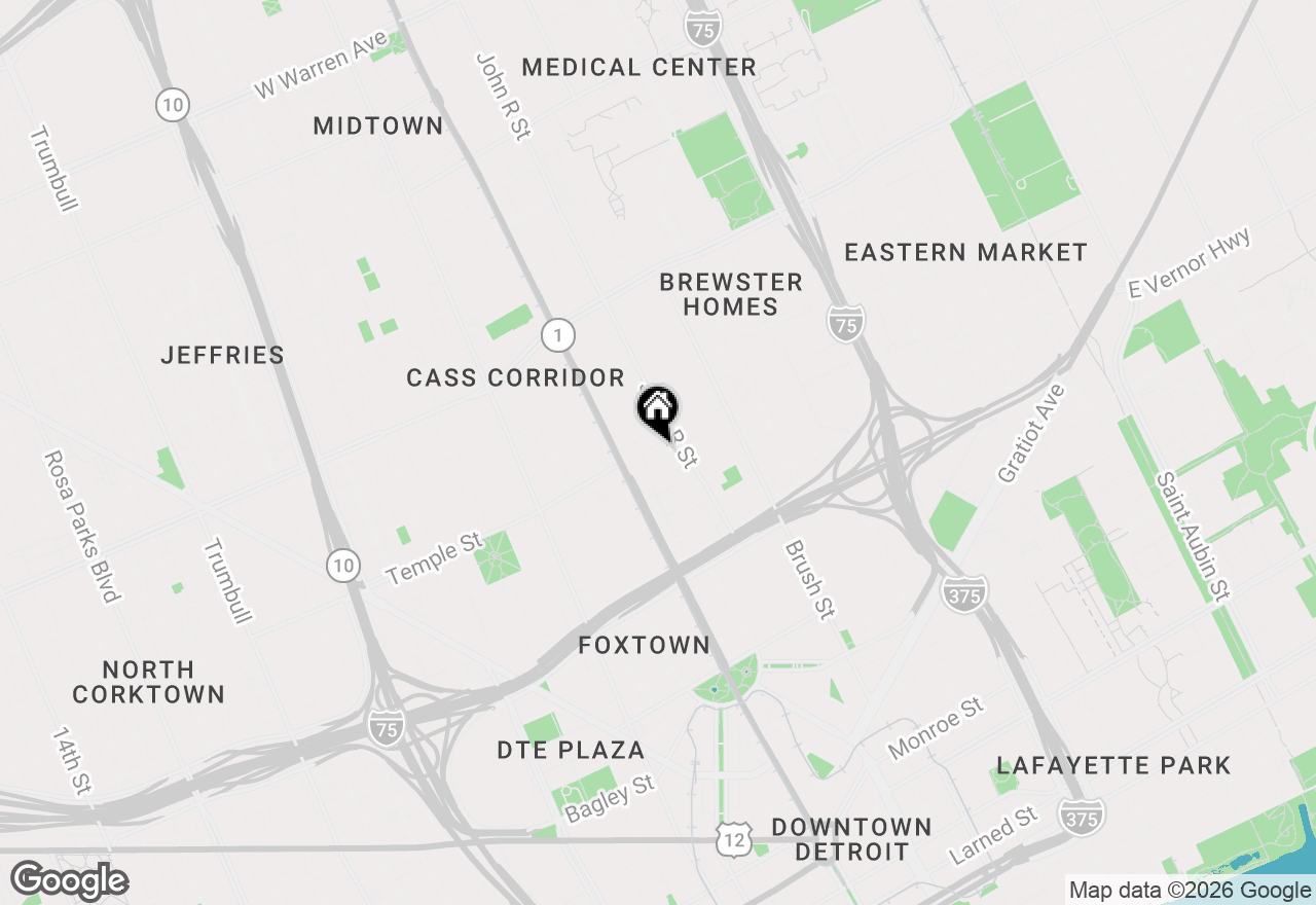 Map of 79 Alfred Street, Detroit, MI 48201
