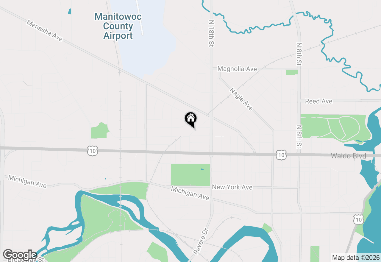 Map of 1216 Arlington Ave, Manitowoc, WI 54220