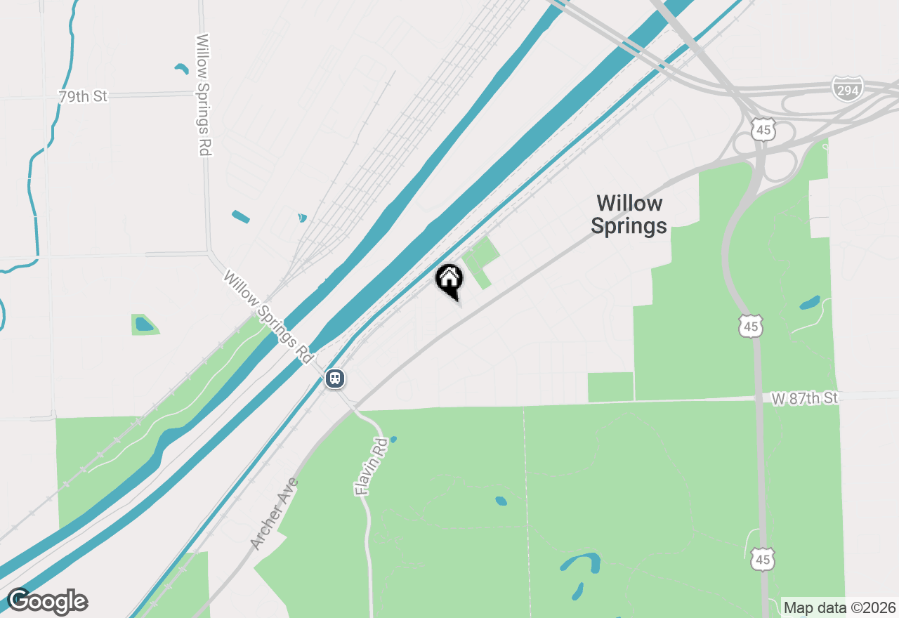 Map of 105 N Pearl Street, Willow Springs, IL 60480